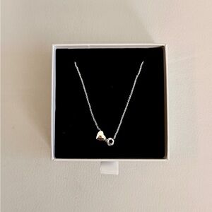 Silver Heart & Soccer Ball Necklace